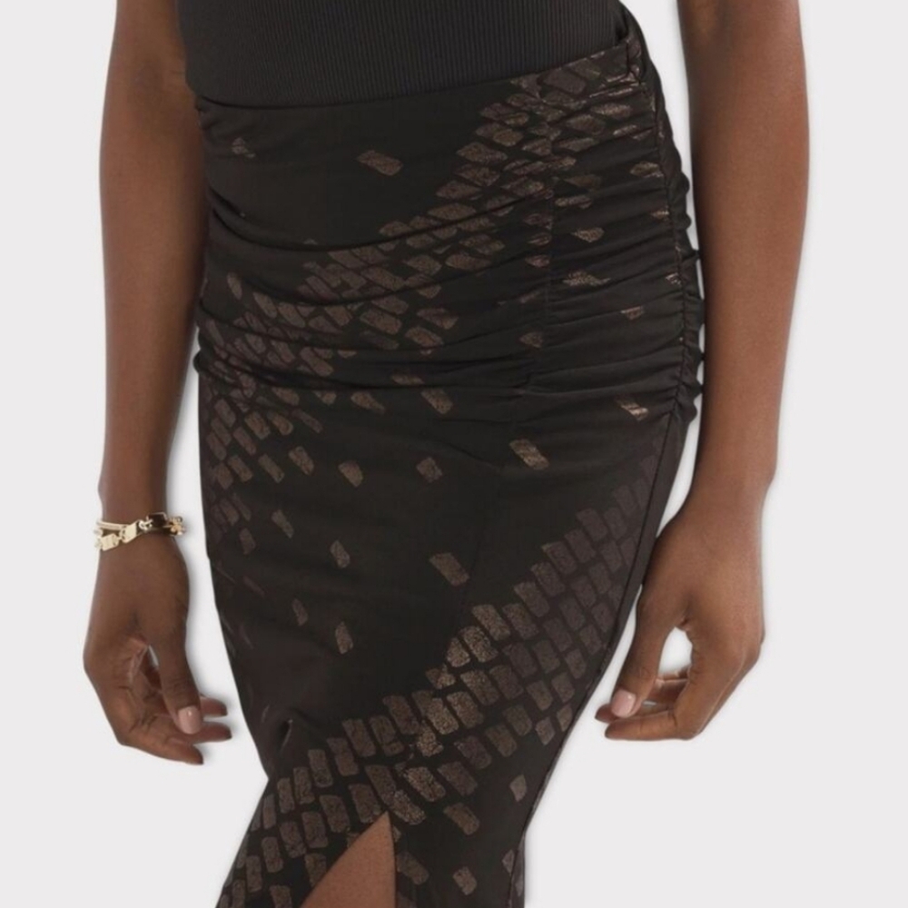 NWT White House Black Market Metallic Foil Print Midi Pencil Skirt XS - Picture 7 of 8